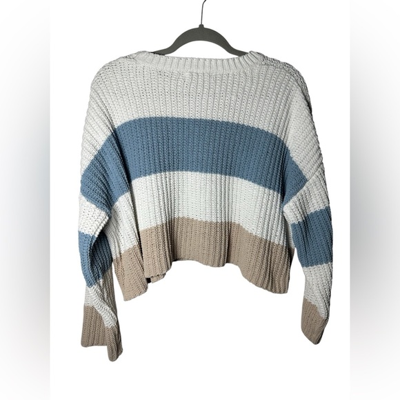 Moon & Madison Striped Chunky Knit Cropped Sweater Women’s Size S - Picture 7 of 8